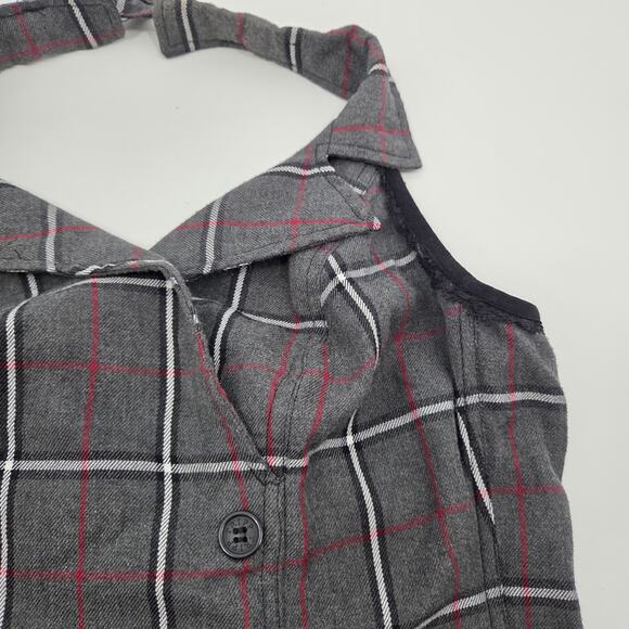 Tripp NYC Womens L Gray Plaid Corset Top Halter Y2K 90’s Fairy Goth Milkmaid - Picture 2 of 7